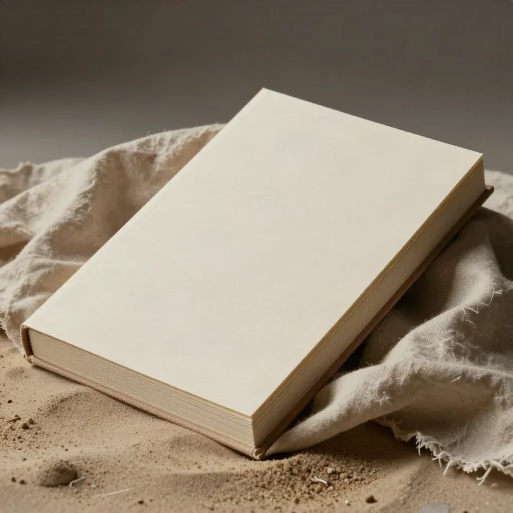 Beige workshopfolio in linnen stof, van boven schuin gefotografeerd met zachte schaduwen.